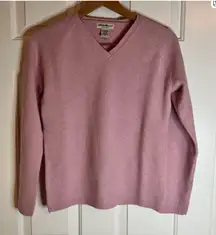 Eddie Bauer Lamb Wool, Angora Rabbit and Silk VNeck Sweater, Size XS Light Pink