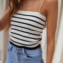 NWOT Easy Clothes Chic Striped Black and White Camisole