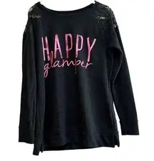 Arizona Jean Co. Happy Glamper Sweatshirt Peek Lace Shoulder XL