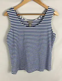 Chicos Blue and White Stripe Tank Size 2 / Large