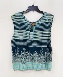 Free people turq combo sleeveless crewneck top size 12