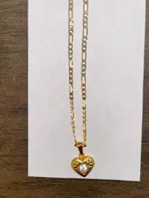 Gold Plated Heart Diamond Necklace