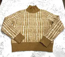 Vero Moda Womens Plaid Turtleneck Sweater Knit Pullover‎ Beige Small