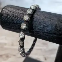 Clear Gem & Silver Tone & Black Bracelet - Tarnish/Rust