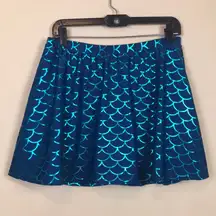 Torrid Women’s Blue Metallic Mermaid Scales Built-In Shorts Pockets Swim Skirt