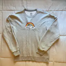 Gray Sweatshirt with Profanity and Rainbow Patch Size Small