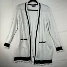 Verve Ami Size Small Light Gray Open Cardigan Gold Buttons Prep Classic Academia