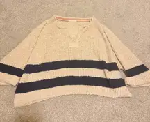 Striped Knit Pullover Sweater Cropped