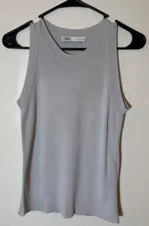 Zara Gray Sleeveless Knit Tank Top Casual Everyday Basic Layering Size Large‎