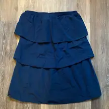 Ruffle Navy Blue Midi Skirt Medium Cottagecore Boho Western Fairy Coastal Whimsy