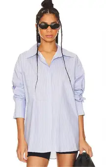 Lioness Australia Boyfriend XL Blue White Striped Oversized Button Down Shirt