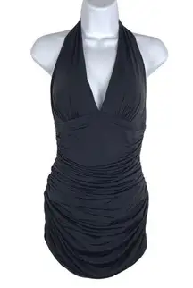 Coolibar size 12 Coolibar One Piece Swimsuit Dress Halter Black Solid UPF 50+