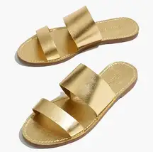 Madewell  The Boardwalk Double-Strap Slide Sandal in Metallic Leather S-167 Sz 10