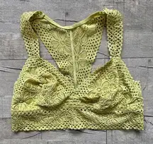 Crochet Lace Lime Green Yellow Longline Racerback Festival Bralette M