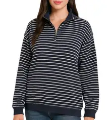 Bobby Jones Navy and White Striped Half-Zip Pullover L
