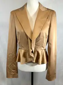 BCBGMaxazria champagne gold satin peplum blazer size medium