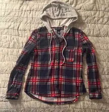 Polly & Esther Red and Gray Plaid Shirt