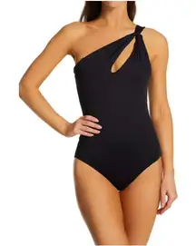 Carmen Marc Valvo One Shoulder Swimsuit Size 6 Black‎ NWT Beach Resort Summer