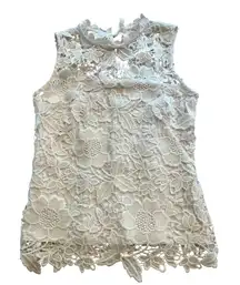 Nanette Lepore white lace top ties at neck sz XS