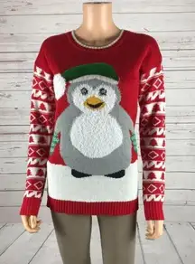 Derek Heart  CUTE Penguin Ugly Christmas Sweater Sequin MEDIUM