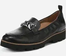 Vionic Cynthia Black Leather Loafers Textured Grip Size 8 Like New‎