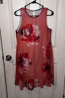 Calvin Klein pink floral sleeveless shift dress size Small