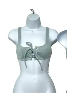 Solid‎ & Striped Isabella Lace Up Bikini Swim Top Sky Blue XS Extra Small