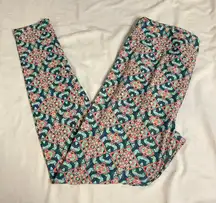 3/$15 LULA ROE Green & Pink Geometric Print Leggings, TC