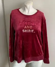 Sparkle and Shine women’s large raspberry velour sweatshirt