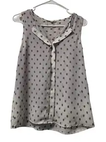 Fun 2 Fun White Feather/Aztec‎ Sleeveless V Neck Shirt Size Small Lightweight