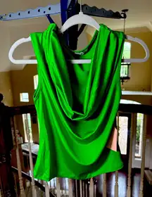 Beautiful Emerald Green Sleeveless Drape Neck Top