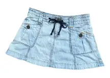 Vintage  Jeans Light-Washed Denim Drawstring Mini Skirt