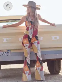 NWT Wrangler x Lainey Wilson Printed Patchwork Sundown Flare Jeans Sz 26