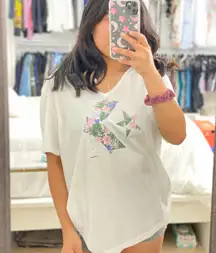 Floral White Print Tee Shirt