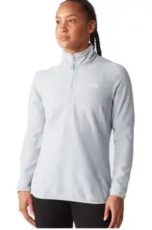 The North Face Women's Light Gray Yumiori 1/4 Zip Fleece Pullover Sweater