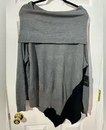 NWT Verve Ami Gray and Black Off-Shoulder Sweater 2X