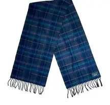 Christian Dior Vintage Lambswool Tartan Plaid Fringe Winter Scarf