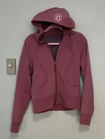 Lululemon Athletica Pink Zip-Up Jacket Cotton Stretch THICK Raspberry Cream