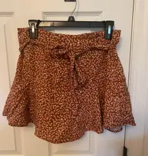 Rust Leopard Belted Skirt