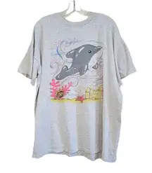 Bold Spirit Vintage 80s Whale Graphic T-Shirt Single Stitch Gray One Size VTG