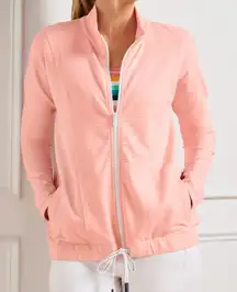 T by Talbots Cozy Crush Drawstring Waist Jacket UPF50+ Medium Full Zip