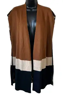 Chico’s Reversible Animal Print Colorblock Cardigan Sweater Vest