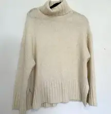 H&M  chunky cream turtleneck oversized dropped shoulders medium alpaca blend