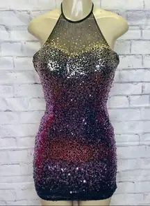 Faviana couture halter sequin dress size 2