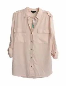 Sanctuary x Anthropologie NWT Tencel Button-Up Shirt Size Large Soft Blush Pink