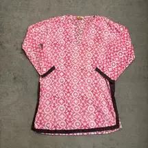 Roberta Roller Rabbit V Neck Tunic Swim Cover Up Top Shirt Women's