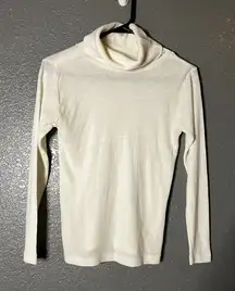 Women’s White Turtleneck Long Sleeve Lightweight Knit Top Small