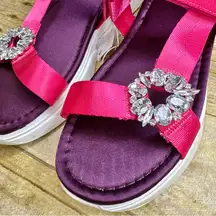 NWT H&M Fuchsia and Plum Strappy Rhinestone Charm Sandals