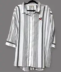 UGAPPAREL women’s size XL long sleeve striped button up hi low 3/4 sleeves DAWGS