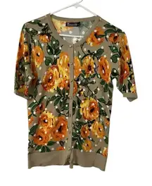 New York & Company Floral Print Button Down Cardigan(Size Small)